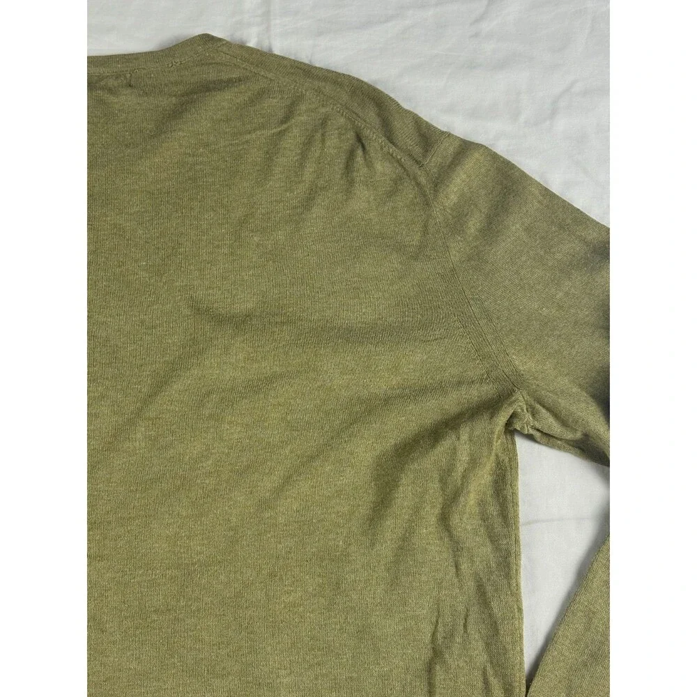 Banana Republic Mens Luxury Blend Sweater L Green Silk Cashmere Cotton Crewneck